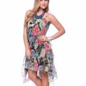 NWT Andrew Charles size XS red uneven hem dress only partially lined